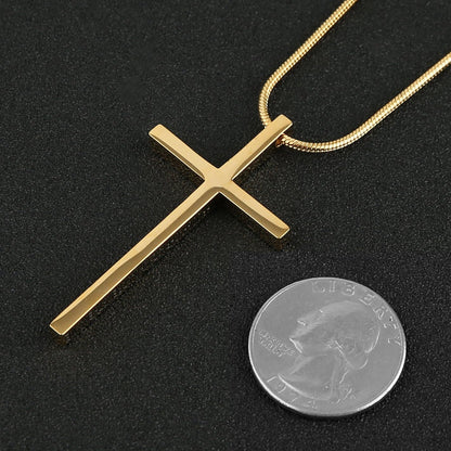 Philippians 4:13 Cross Pendant Strength Bible Verse Stainless Steel Necklace